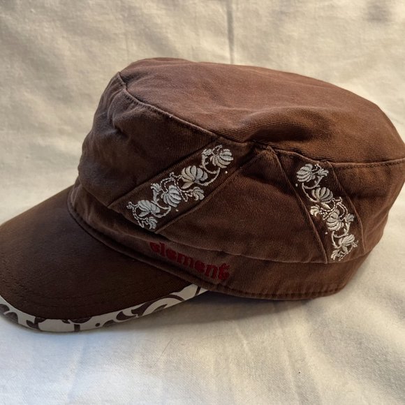 Element Crowds Muted Brown Tropical Canvas Baseball Cap w/Floral Lining - Picture 1 of 7